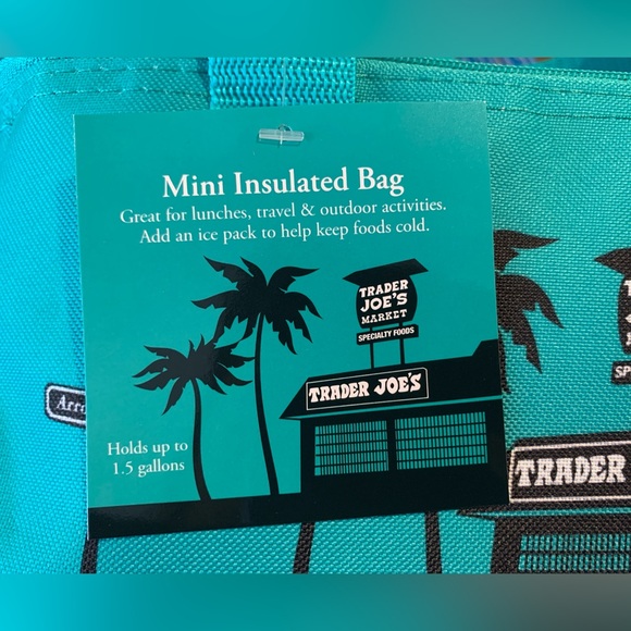 NEW Trader Joe’s Teal Mini Reusable Insulated Bag - Limited Edition - Picture 3 of 4